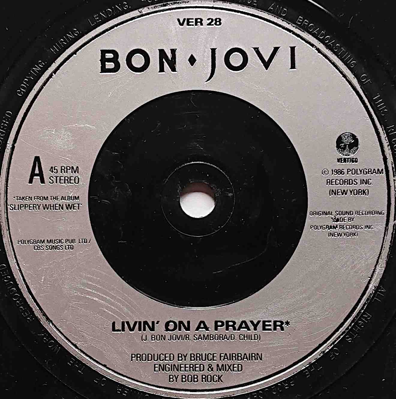 VER 28 Livin' on a prayer Bon Jovi  Label
